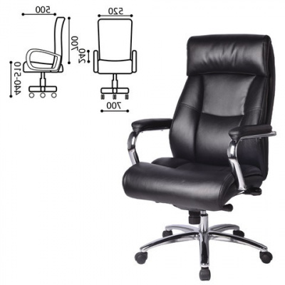Кресло для руководителя BRABIX PREMIUM Phaeton EX-502, натуральная кожа, хром, цвет черный 