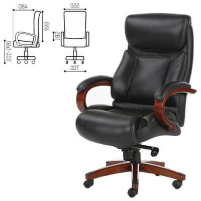 Кресло для руководителя BRABIX PREMIUM Infinity EX-707, дерево, натуральная кожа, цвет черный