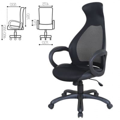 Кресло для руководителя BRABIX PREMIUM Genesis EX-517, пластик черный, ткань/экокожа/сетка черная 